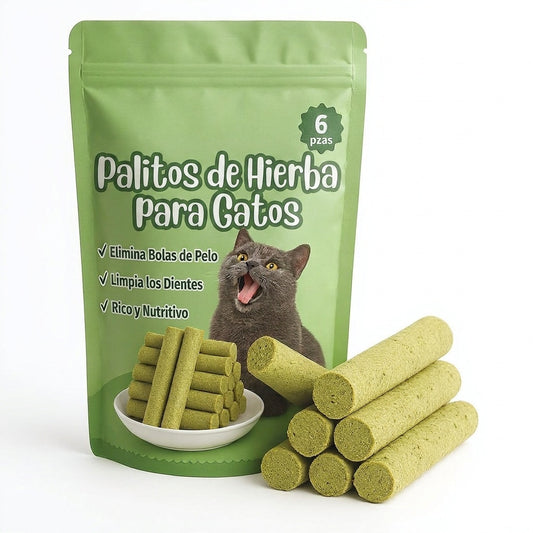 Palitos de Hierba para la Dentición de Gatos